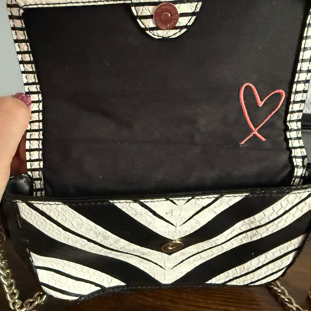 Victoria's Secret Black and White Zebra Crossbody Bag